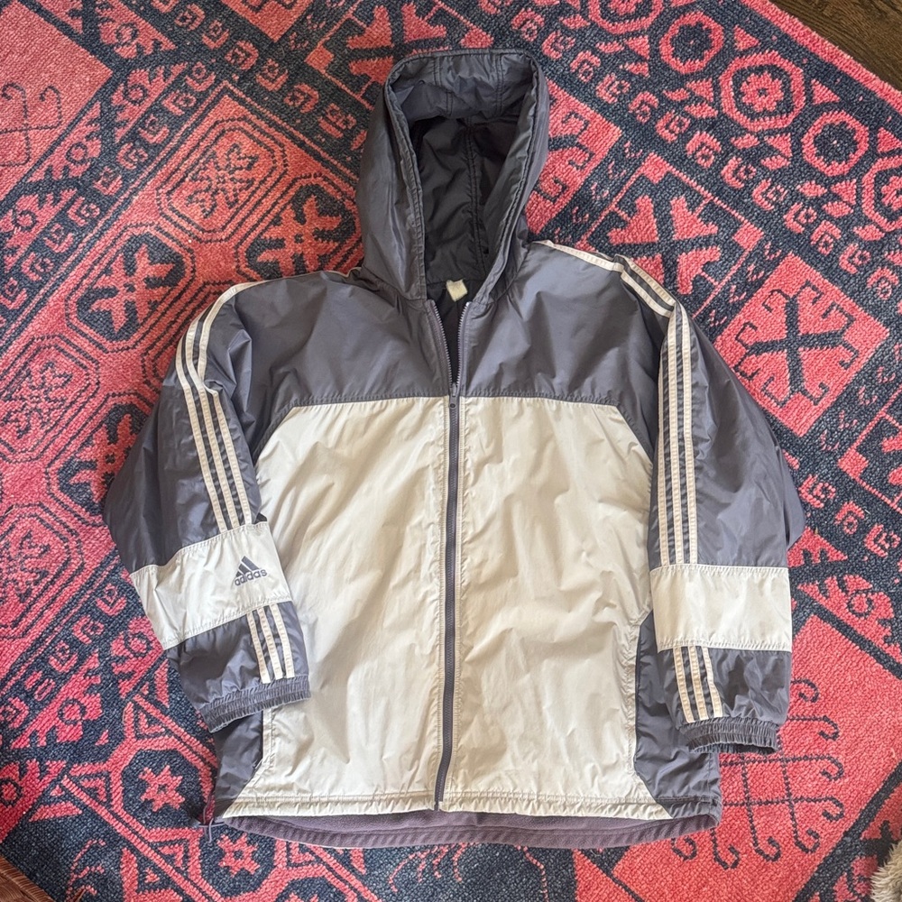 Adidas Two-Tone Gray/Graphite Fleece-lined Windbreaker